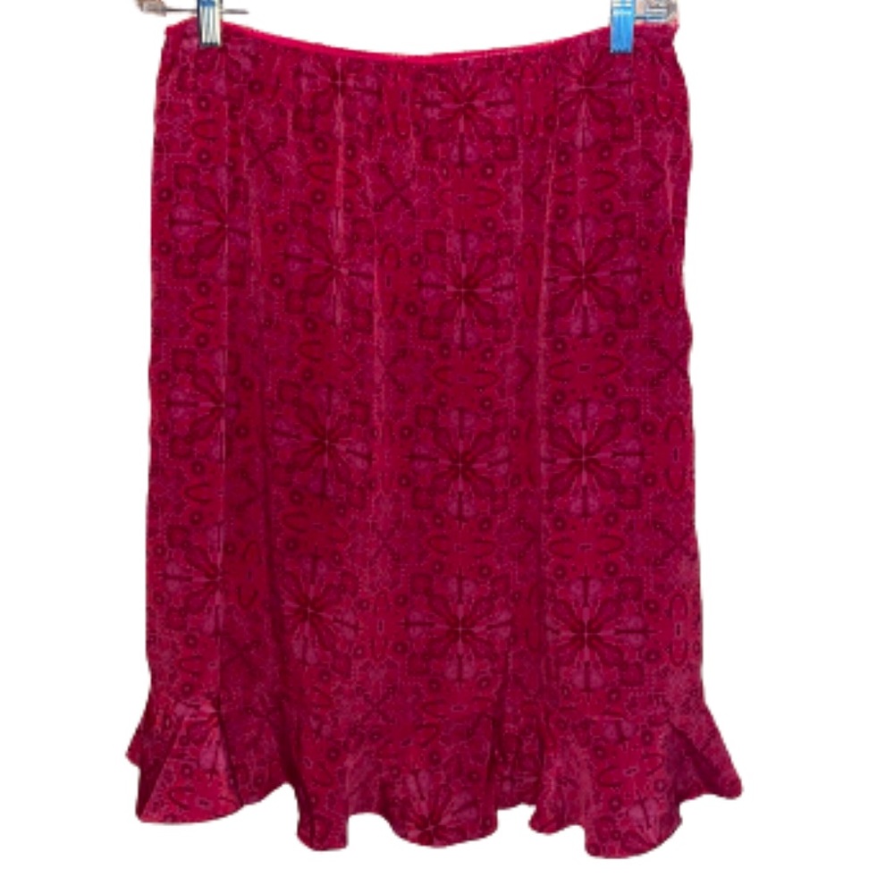 Venezia Jeans clothing co red floral print midi skirt EUC size 18/20